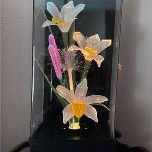 Fiber Optic Floral Lamp Vintage Retro 1980s 14”
